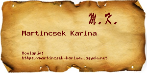 Martincsek Karina névjegykártya